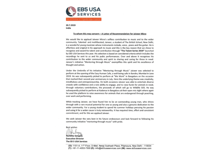 EB5 USA Services-Letter of Appreciation